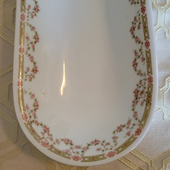 ANTIQUE Victoria Austria Celery Bowl Pink Rose Garland Pattern - Picture 6 of 12